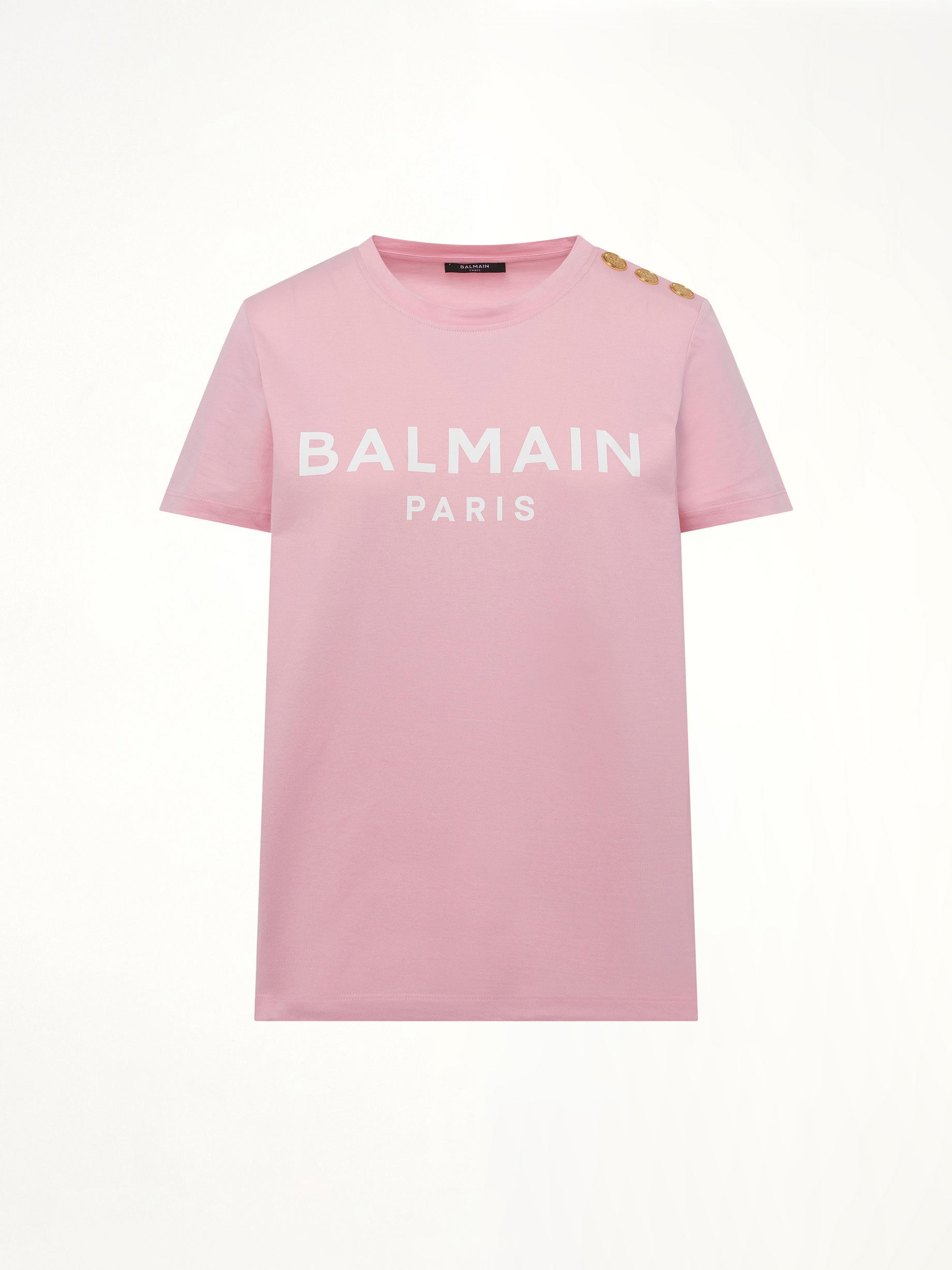 3 BTN Balmain Printed T-Shirt in Rose/White