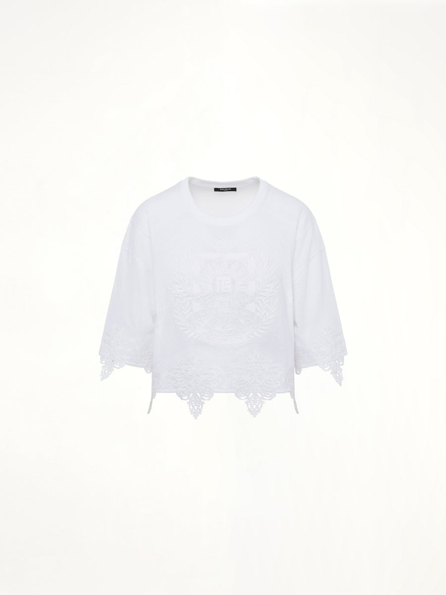 Balmain Emblem Baseball T-Shirt in White