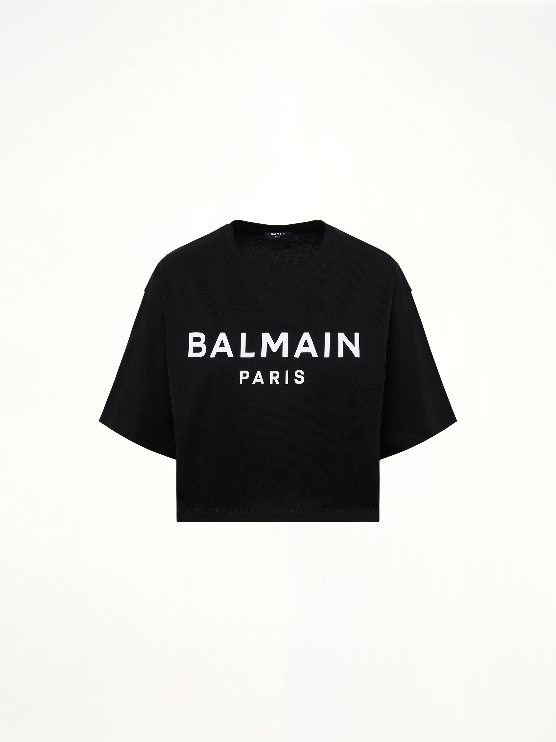 Cropped Print Logo Eco T-Shirt in Black