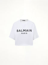 Logo Print Cropped T-Shirt in White/Black