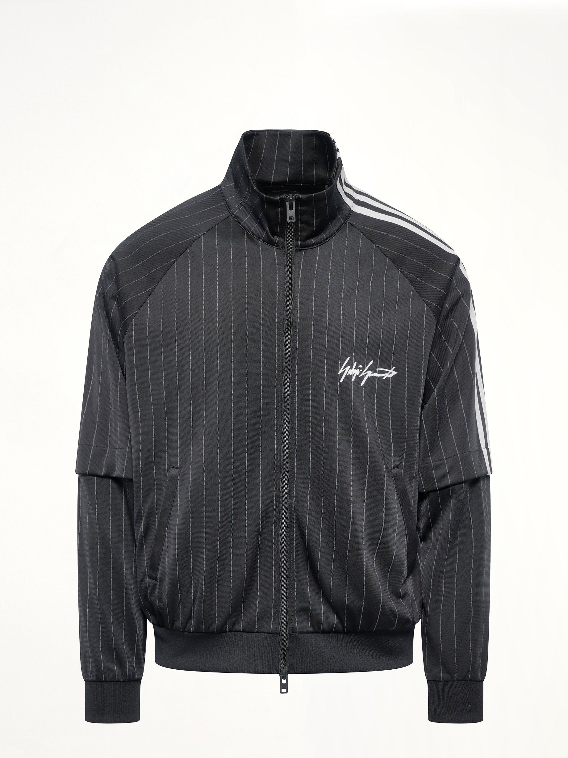 Pinstripe  Track Top in Black
