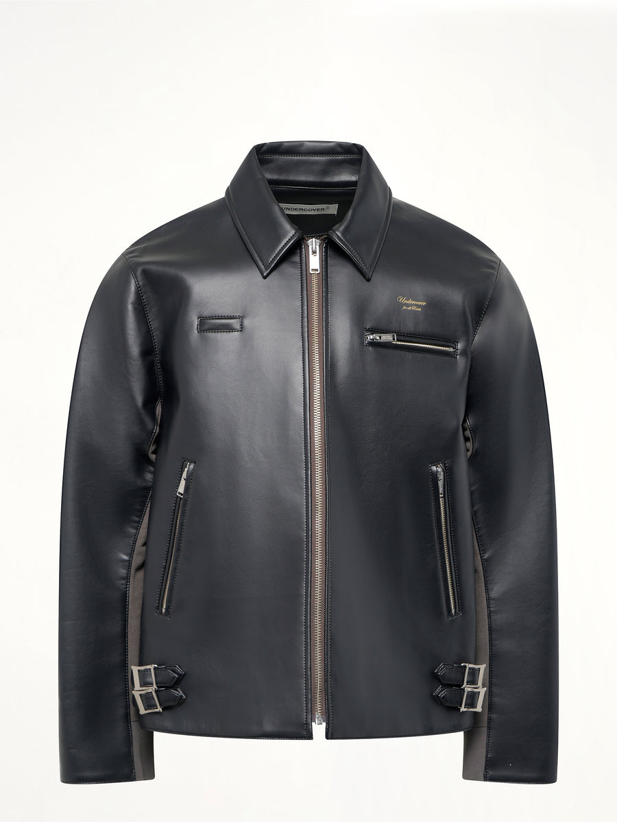 Faux Leather Blouson in Black