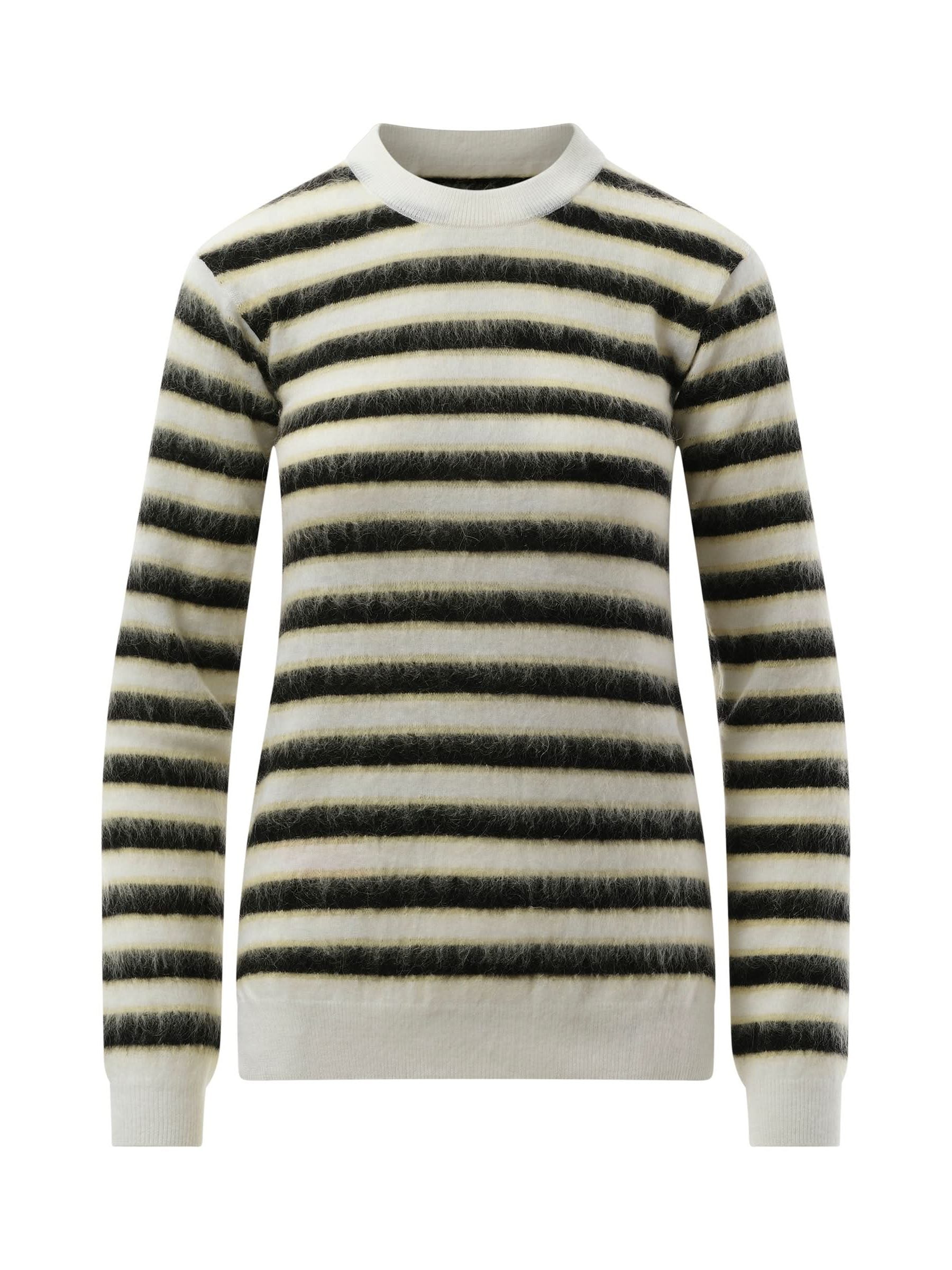 Mohair Stripe Sweater in Light Alabaster
