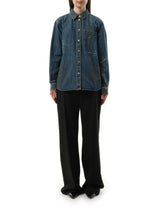 Painted Denim Shirt in Mid Indigo