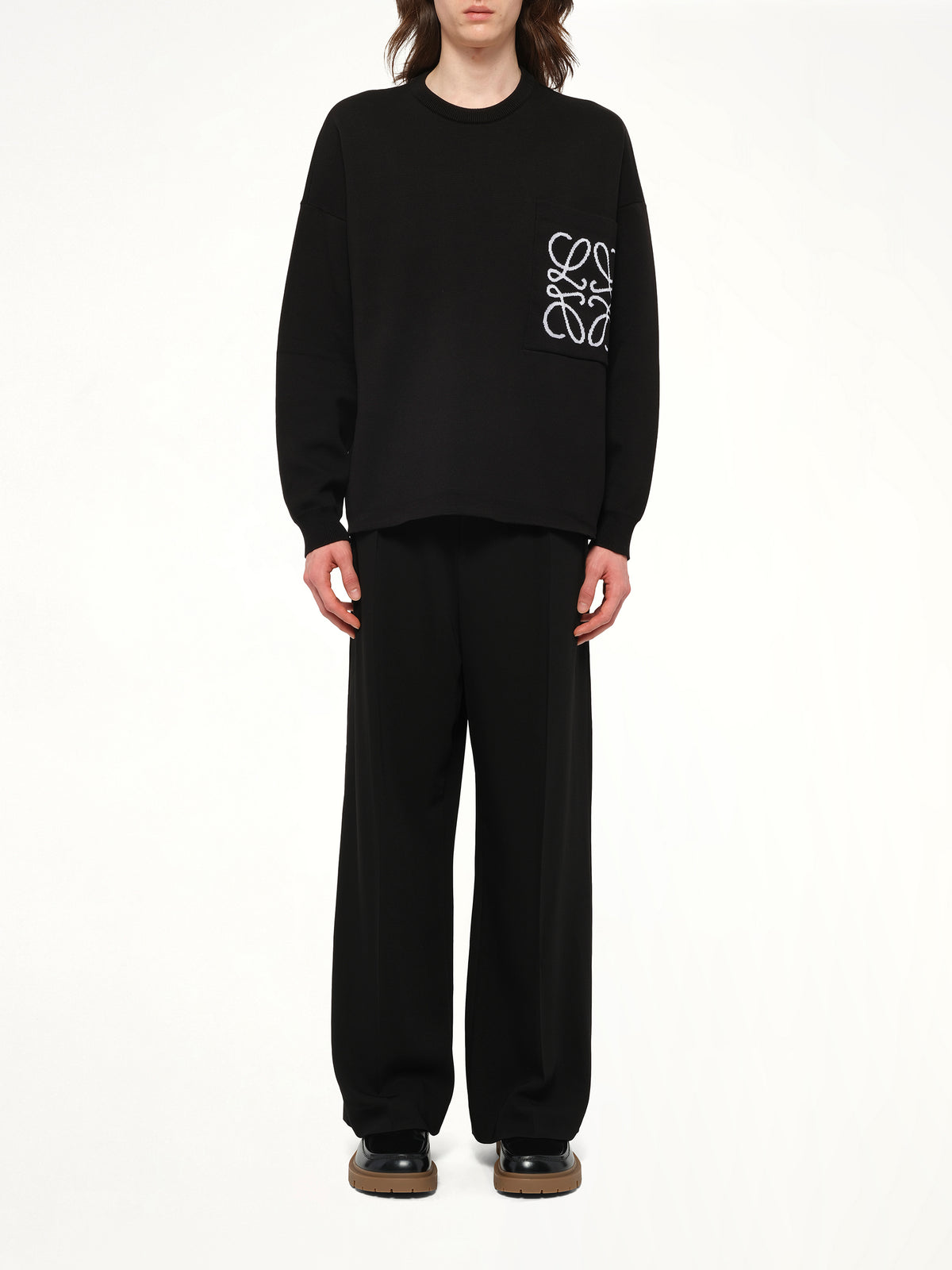 Anagram Pocket Sweater in Black