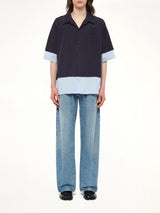 Short Sleeve Shirt in Dark Navy/Light Blue