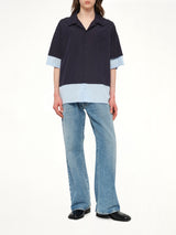 Short Sleeve Shirt in Dark Navy/Light Blue