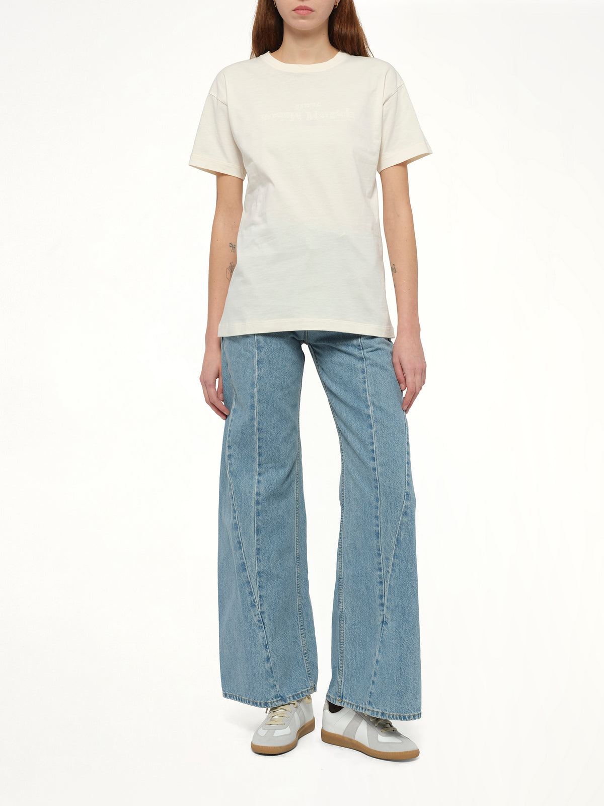 Cut Out Waistband Relaxed Fit Denim Jeans