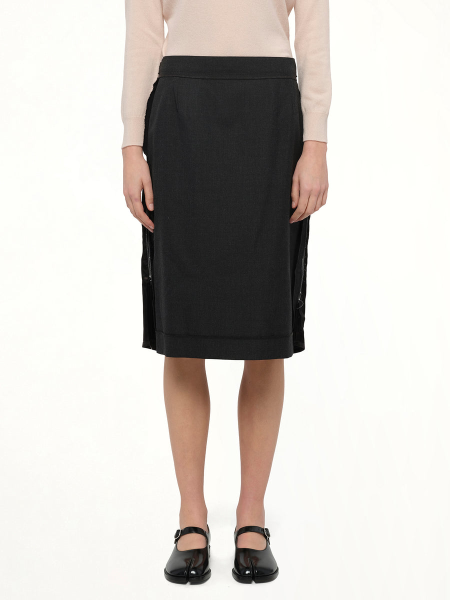 Midi Skirt in Carbon Melange/Black