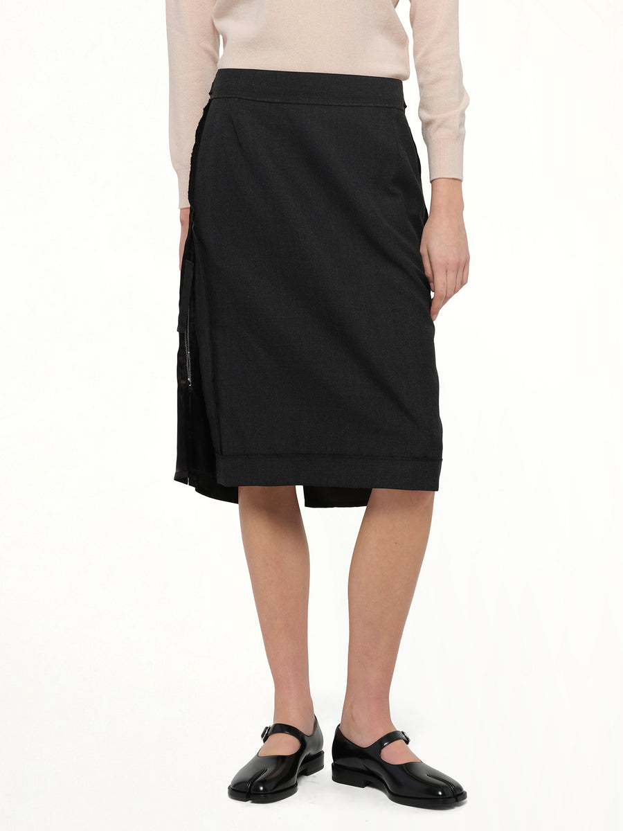 Midi Skirt in Carbon Melange/Black