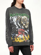 Iron Maiden Number of the Beast Long Sleeve T-Shirt in Sunfade Grey