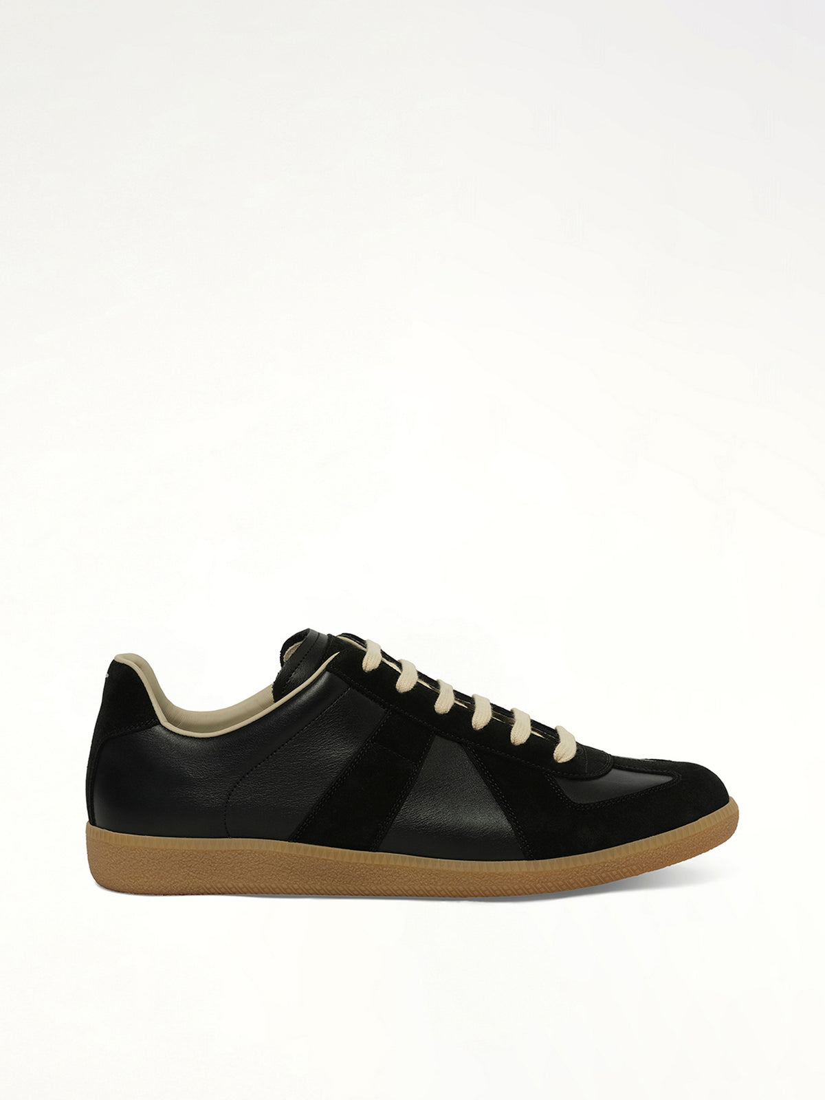 Replica Leather Sneaker in Black Side View | MAISON MARGIELA