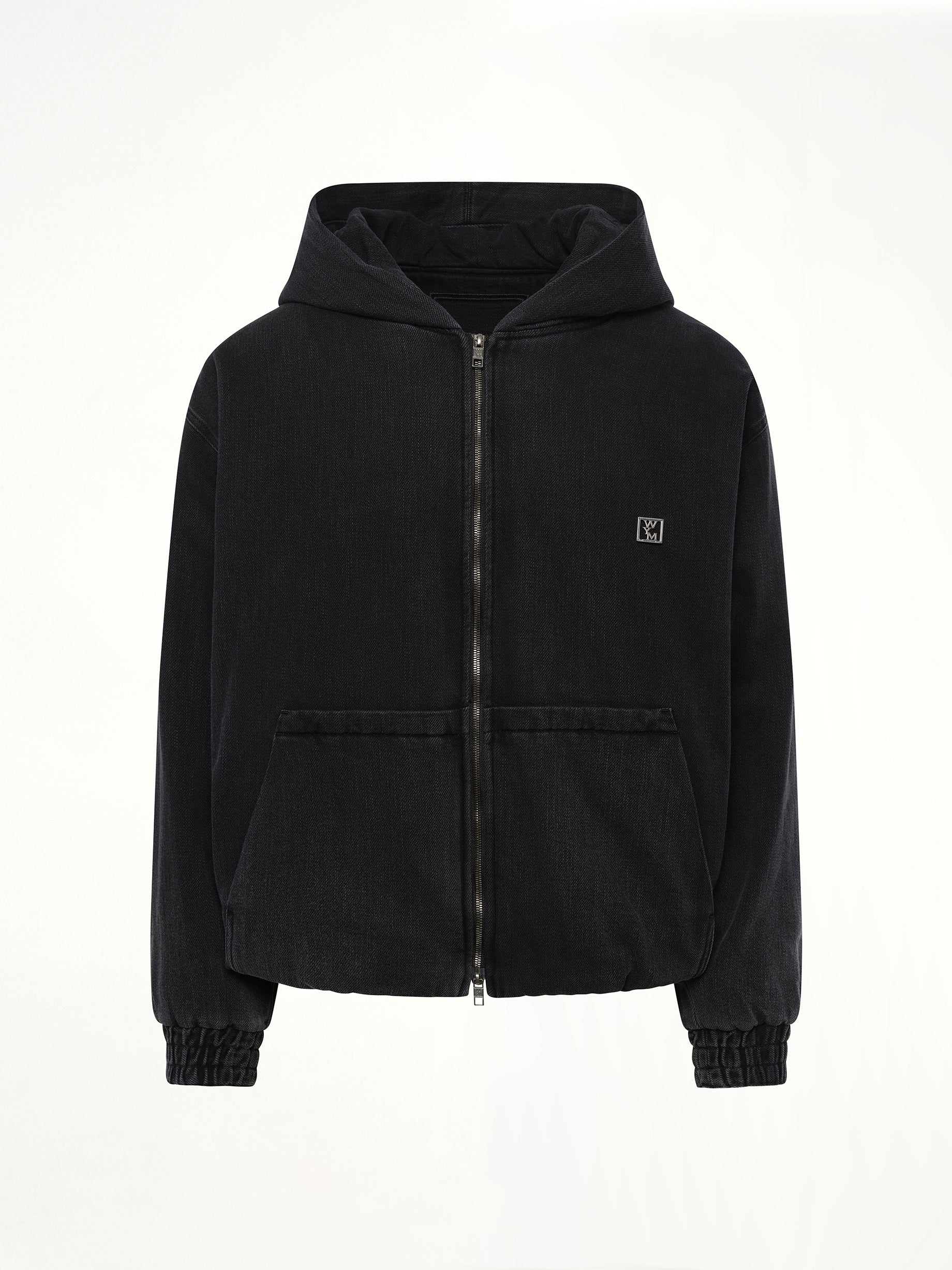 Dyed Denim Hoodie in Black