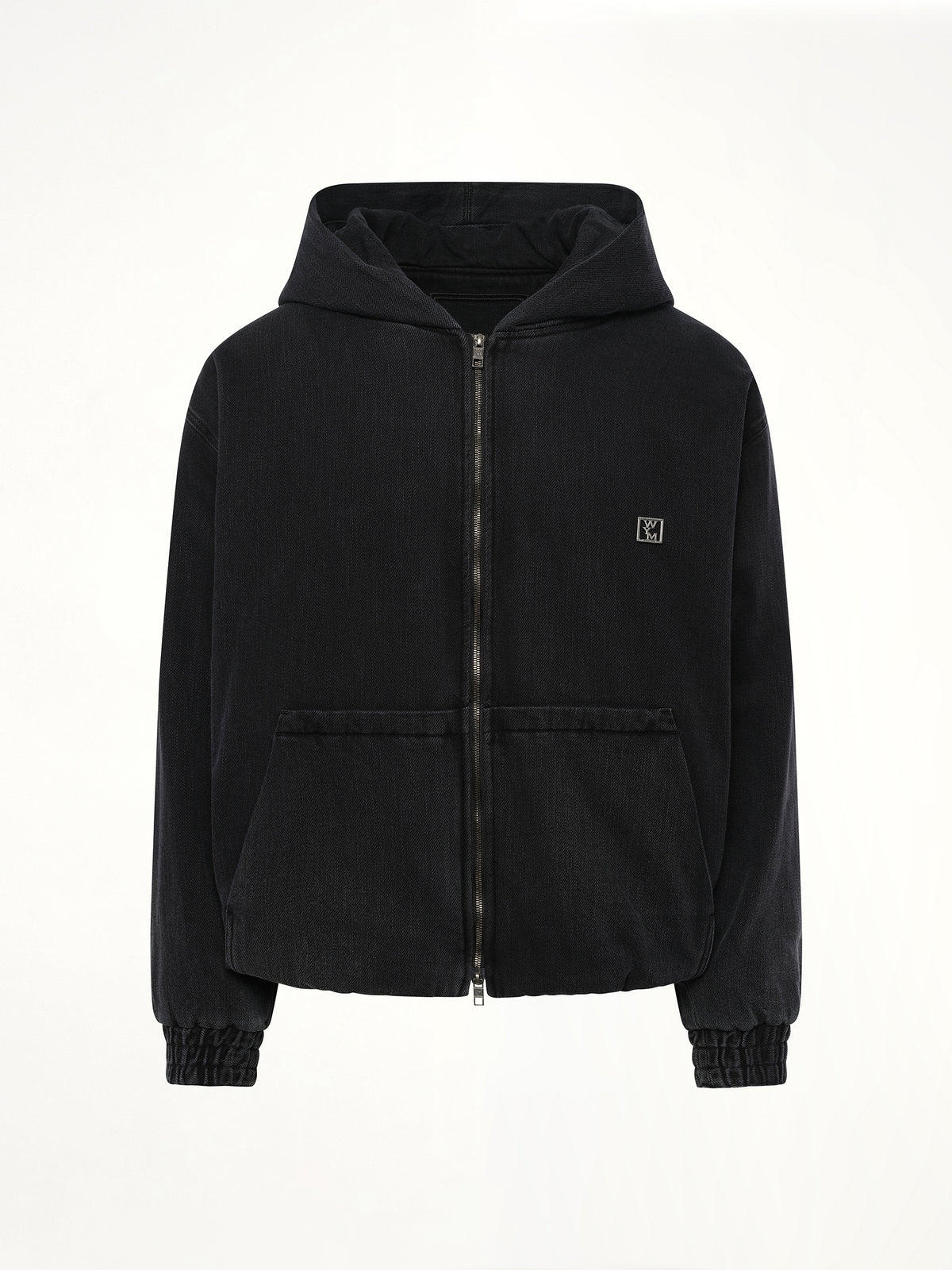 Dyed Denim Hoodie in Black