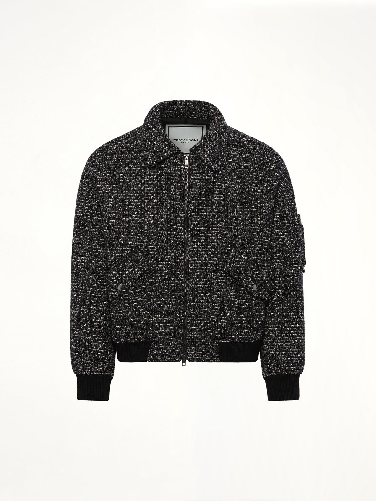 Tweed Bomber Jacket in Black