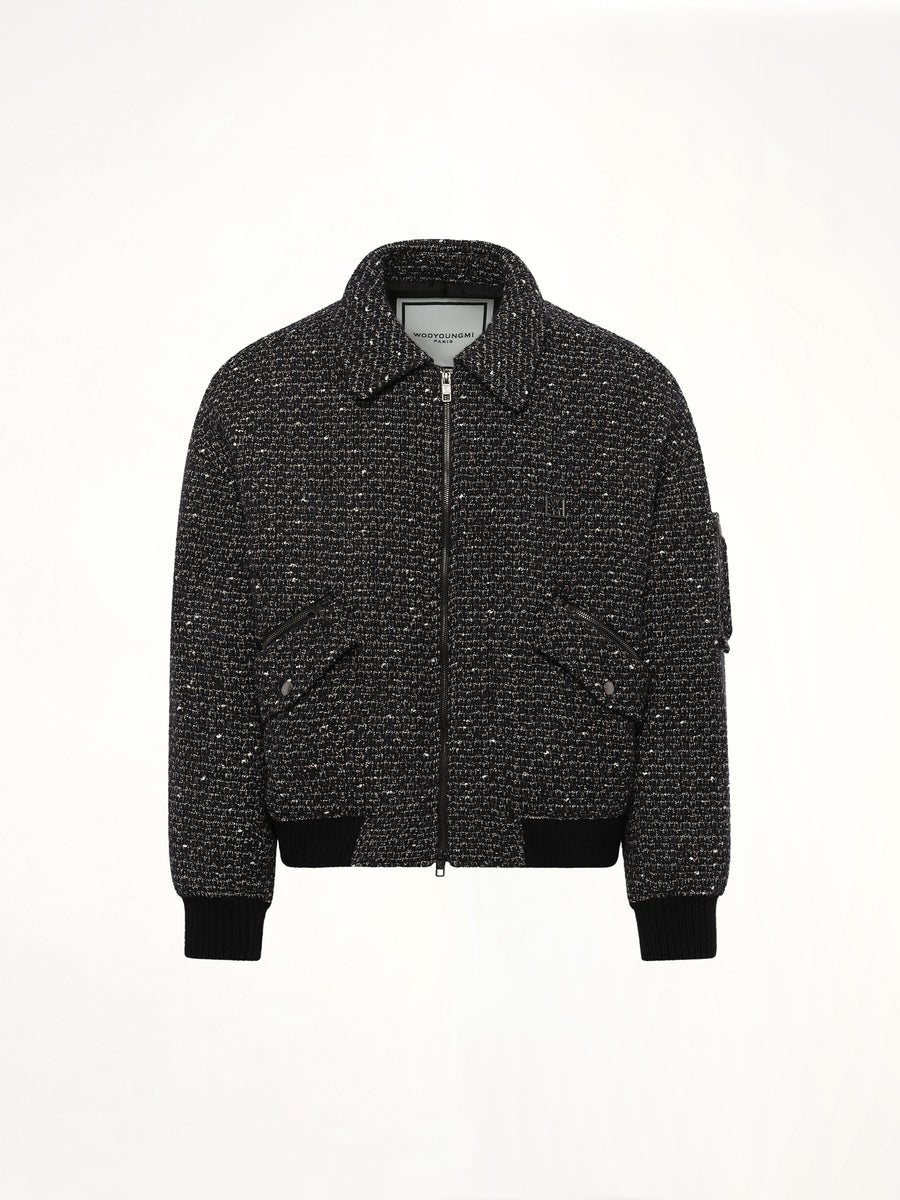 Tweed Bomber Jacket in Black