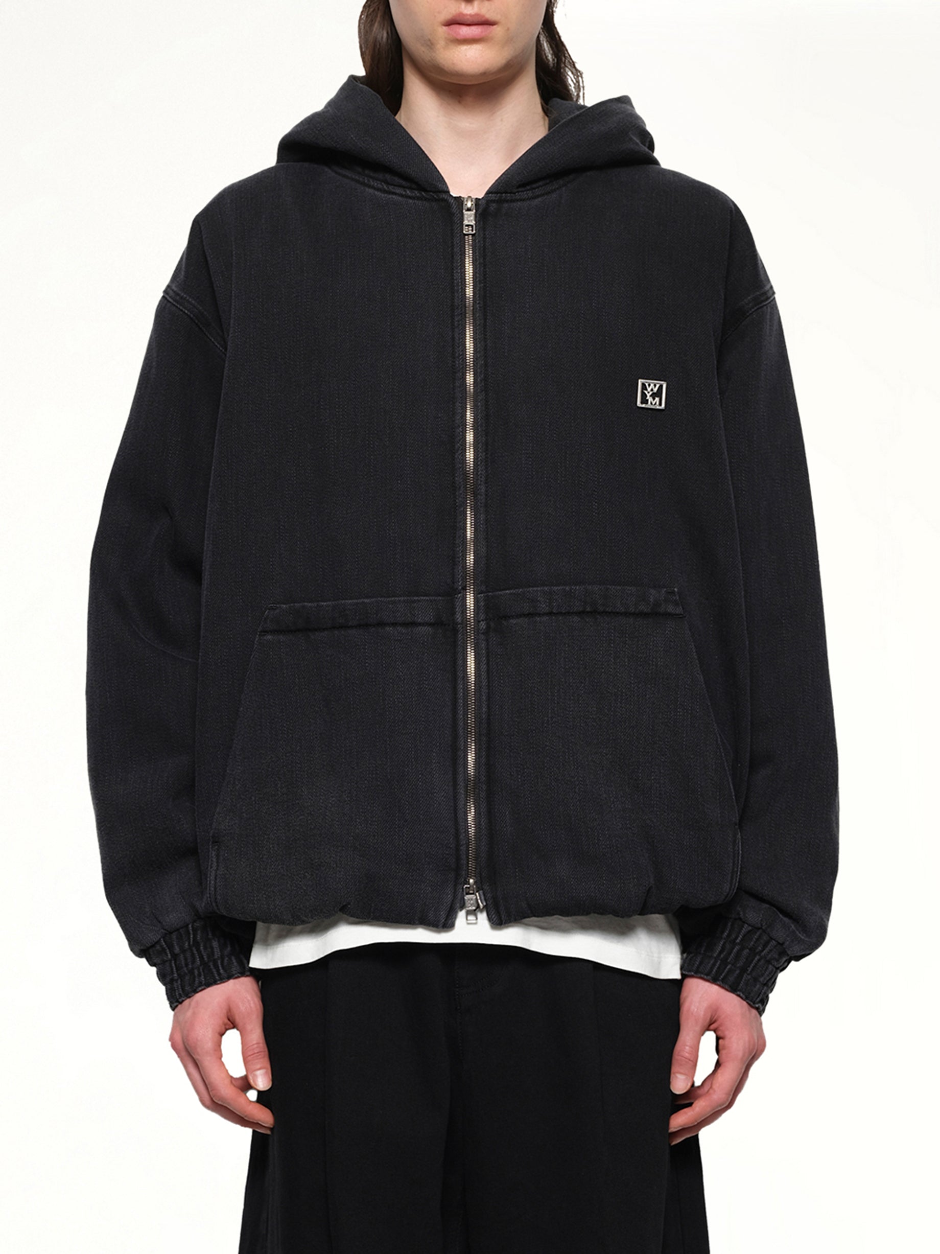 Dyed Denim Hoodie in Black