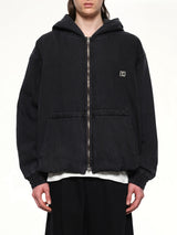 Dyed Denim Hoodie in Black