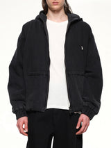 Dyed Denim Hoodie in Black