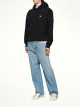 Floral Embroidered Hoodie in Black