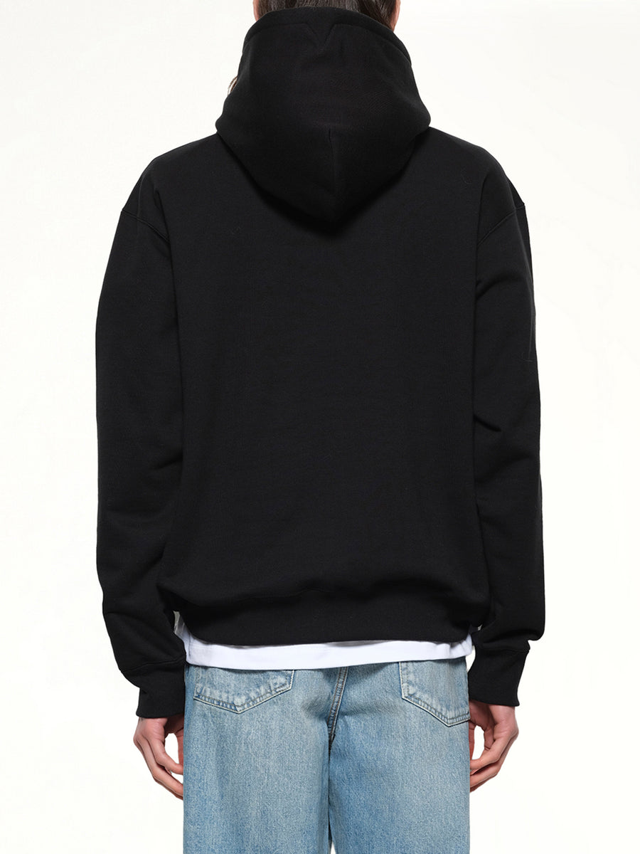 Floral Embroidered Hoodie in Black