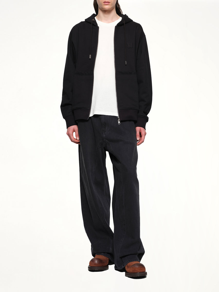 Zip Hoodie in Black