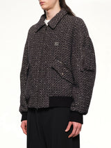 Tweed Bomber Jacket in Black
