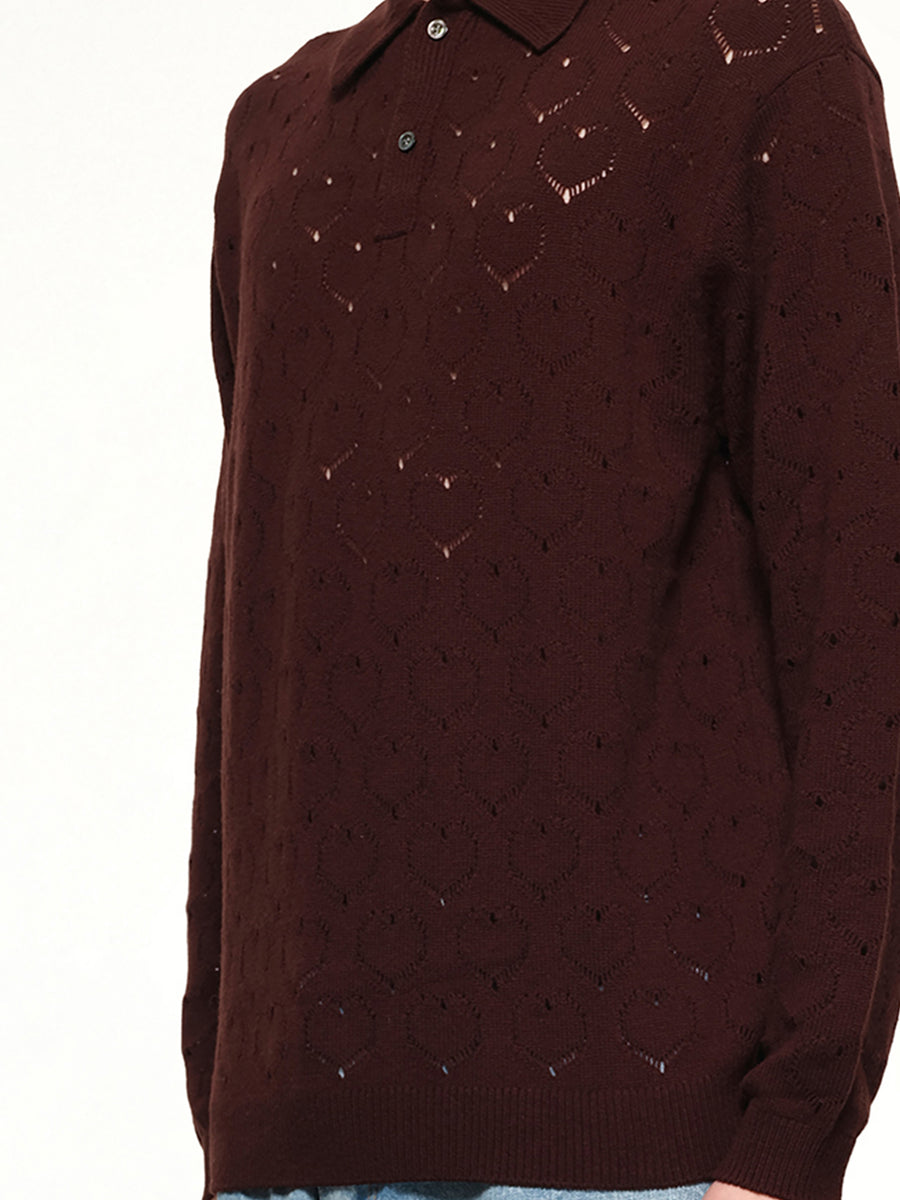 Eyelet Polo in Dark Tobacco