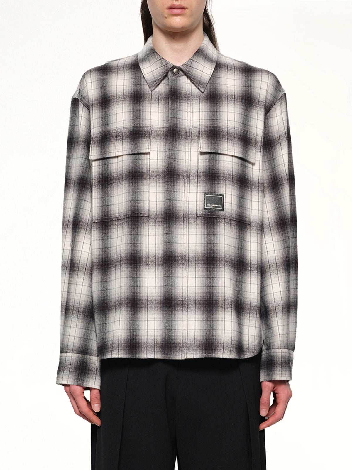 Logo Patch Check Shirt in Black