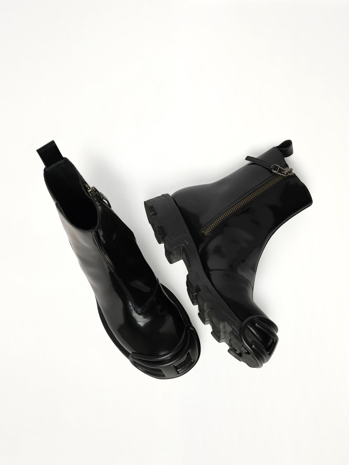 D-HAMMER Zip Boots in Black Top View | DIESEL