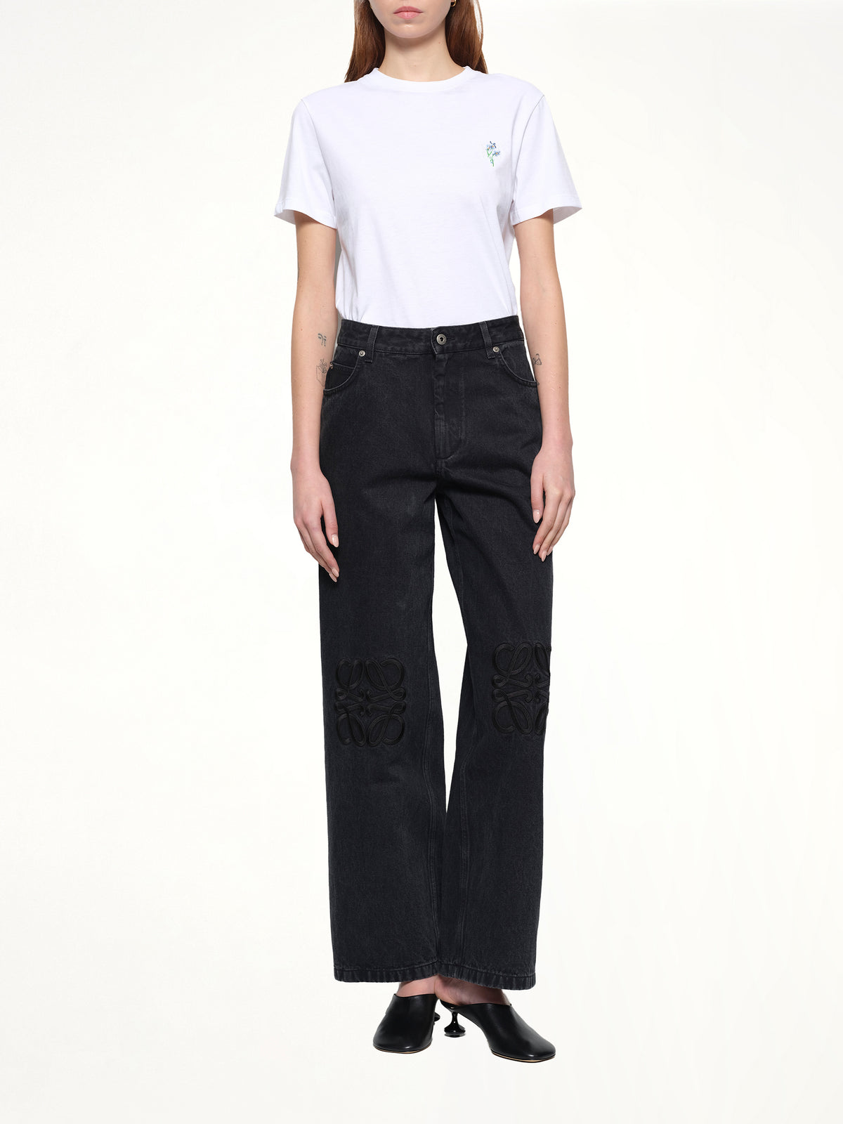 Anagram Baggy Tonal Jeans AF in Black