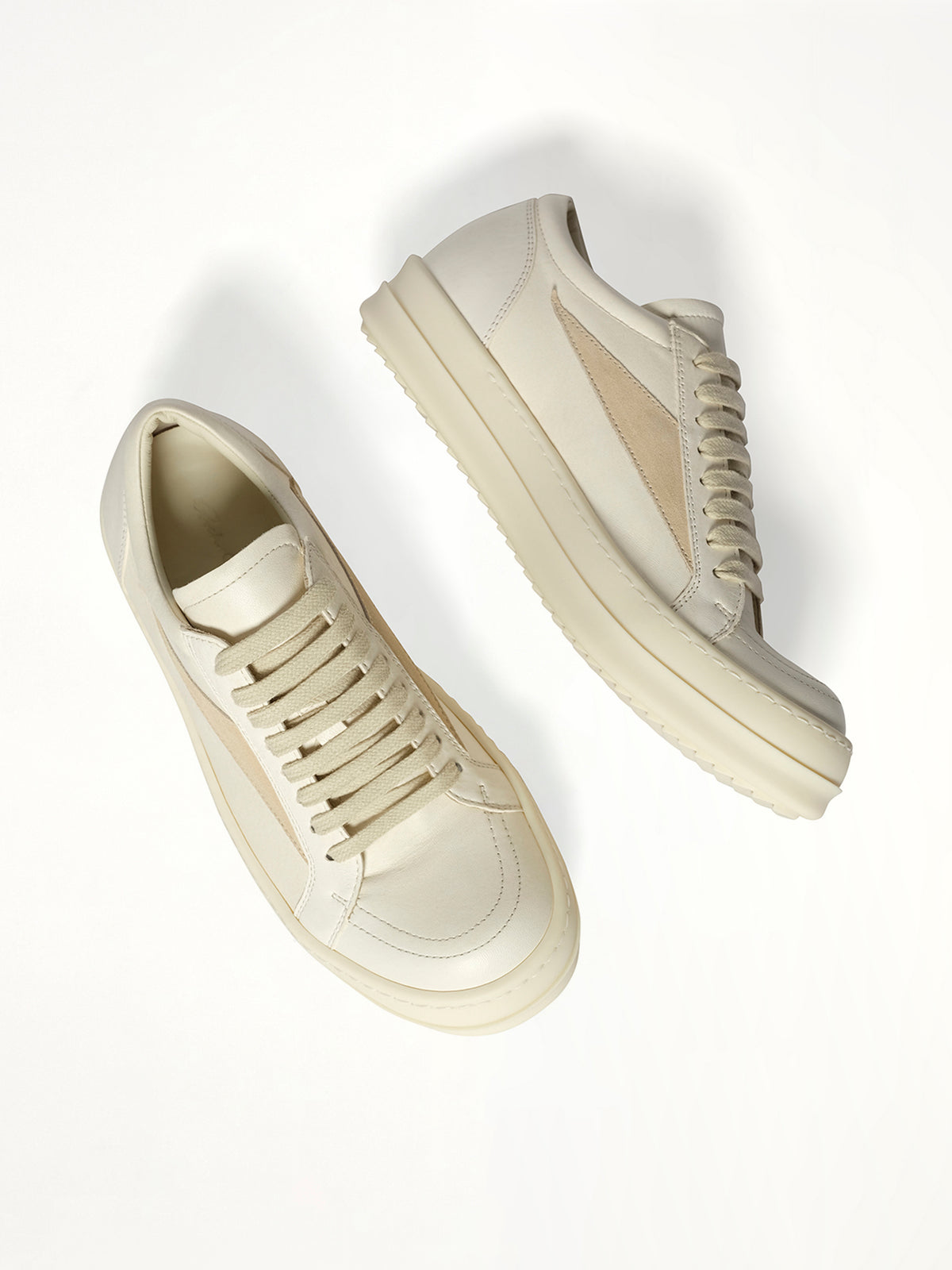 Vintage Sneaks in Milk/Milk/Milk Top View | RICK OWENS