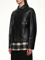 Leather Workwear Jacket in Black