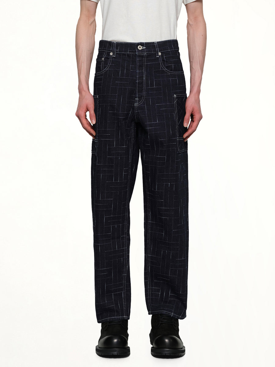 Kenzo Weave Cargo Monkey Fit Jeans in Rinse Blue Denim
