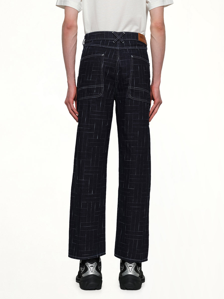 Kenzo Weave Cargo Monkey Fit Jeans in Rinse Blue Denim