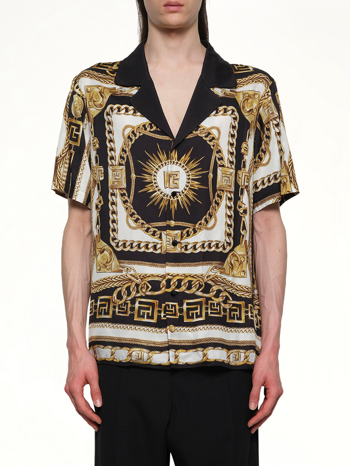Foulard Print Shirt in Black/White/Gold