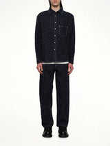 Kenzo Weave Casual Shirt in Rinse Blue Denim