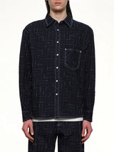 Kenzo Weave Casual Shirt in Rinse Blue Denim