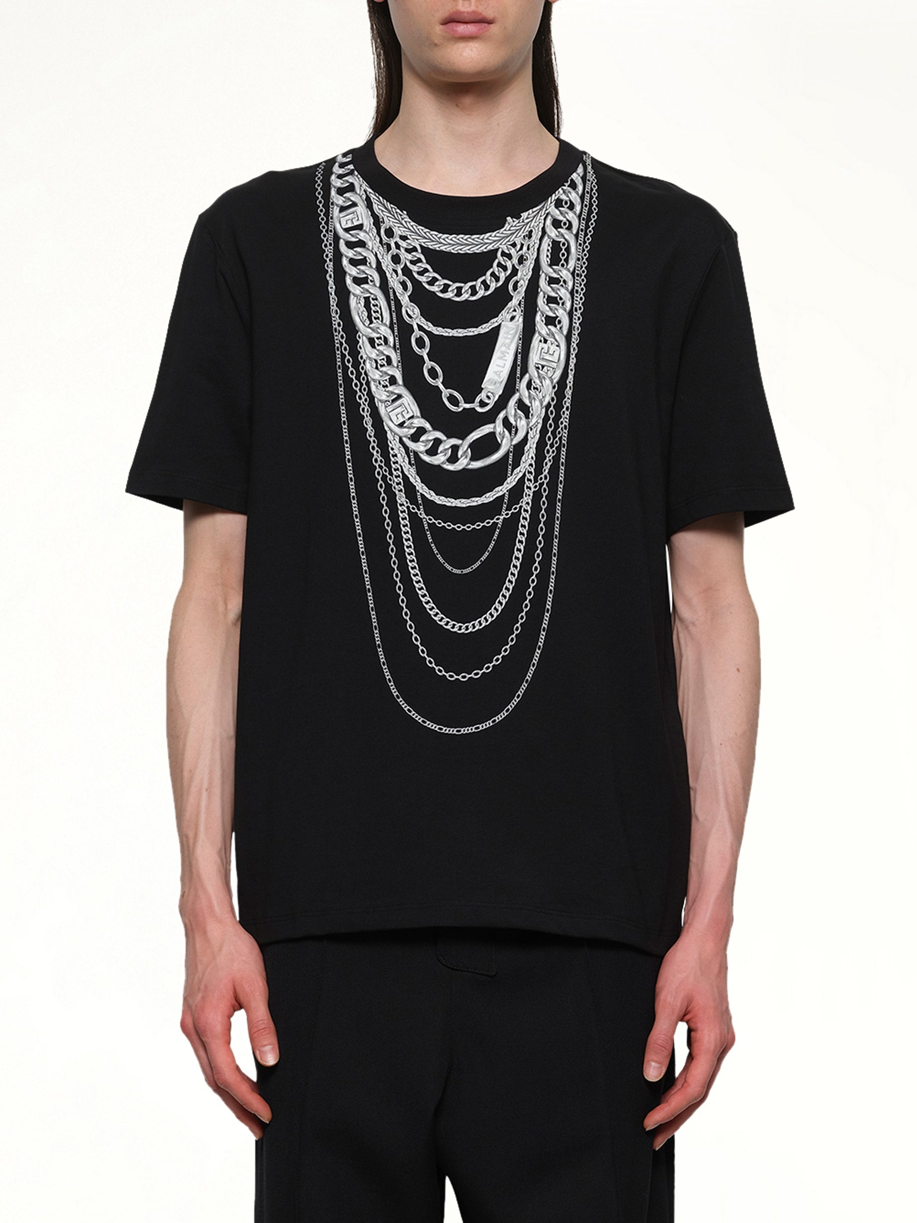 Chain Trompe L'Oeil T-Shirt in Black/White