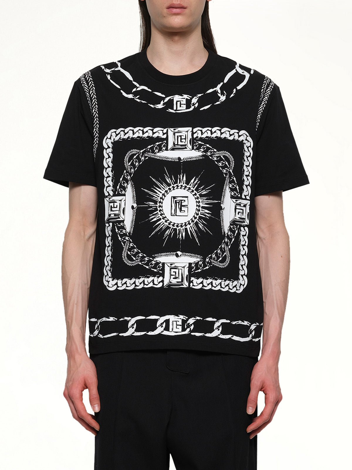 Foulard Print T-Shirt in Black/White