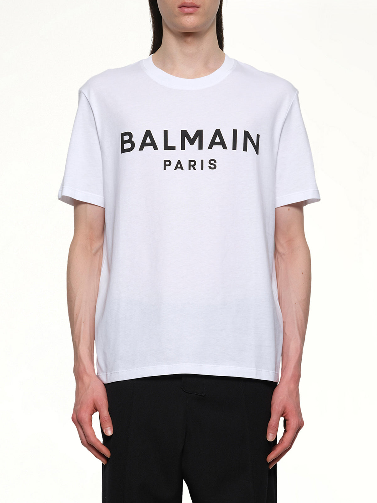 Logo Printed Straight Fit T-shirt in White/Black