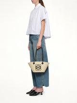 Anagram Basket Small Bag in Natural/Black