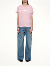 3 BTN Balmain Printed T-Shirt in Rose/White
