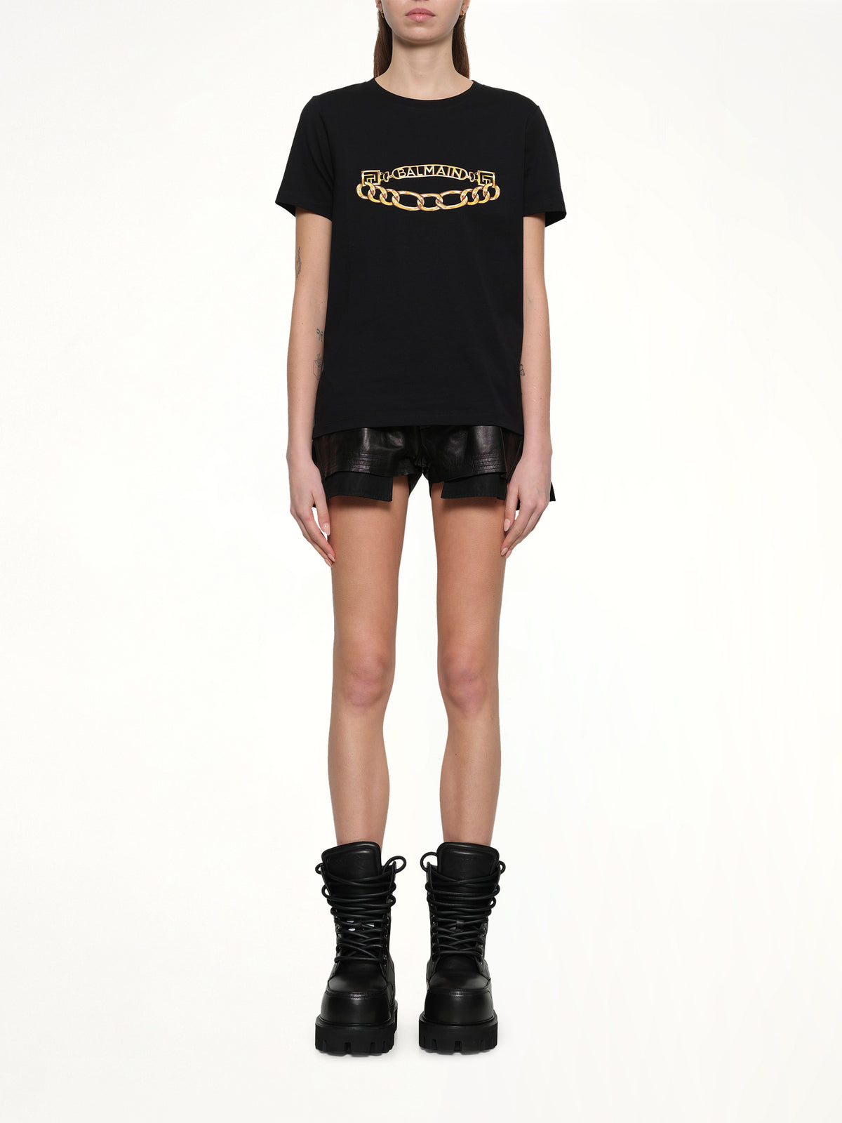 Balmain Chains Printed T-Shirt in Black/Gold