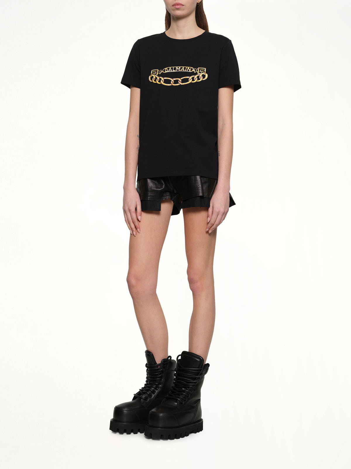 Balmain Chains Printed T-Shirt in Black/Gold