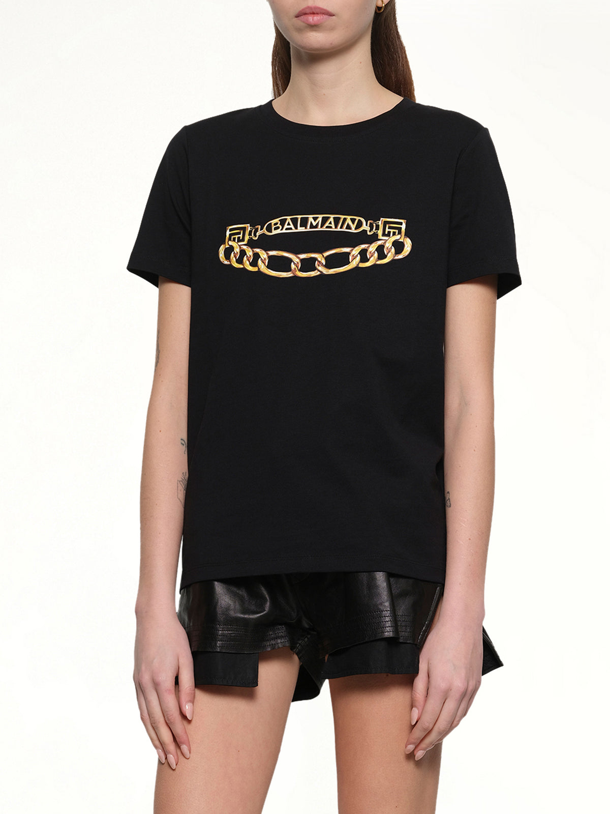 Balmain Chains Printed T-Shirt in Black/Gold