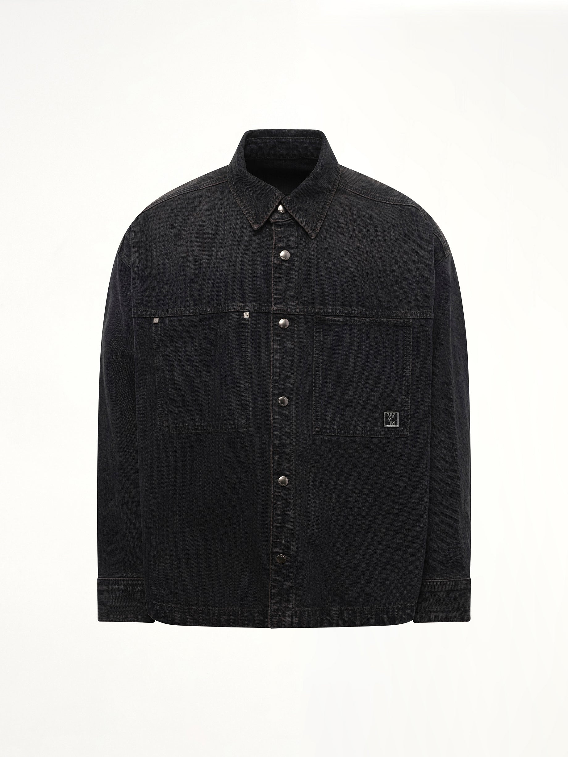 Double Pocket Denim Shirt in Black