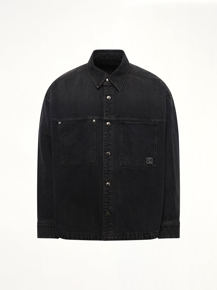 Double Pocket Denim Shirt in Black