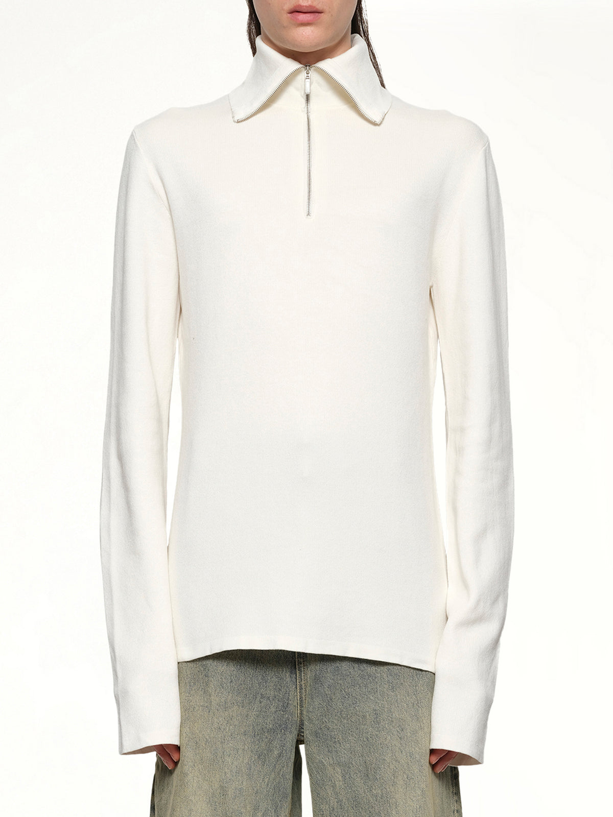 Zip Up Turtle Neck in Ivory