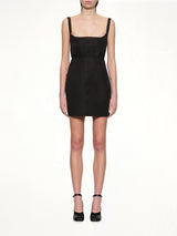 Bonded Cotton Poplin Dress in Black